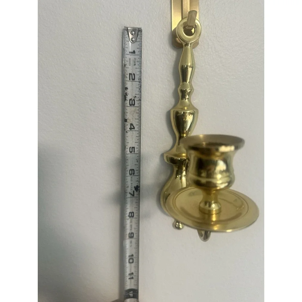 Vintage Solid Brass Wall Sconce Candle‎ Holders Pair Single Arm 12